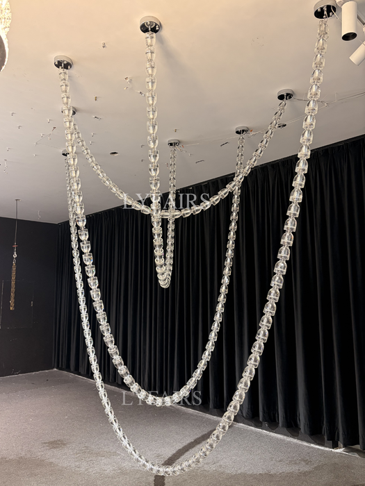 Modern Crystal Bullet  Necklace Chain Chandelier for Living Room/Staircase/Foyer/Hotel/Restaurant
