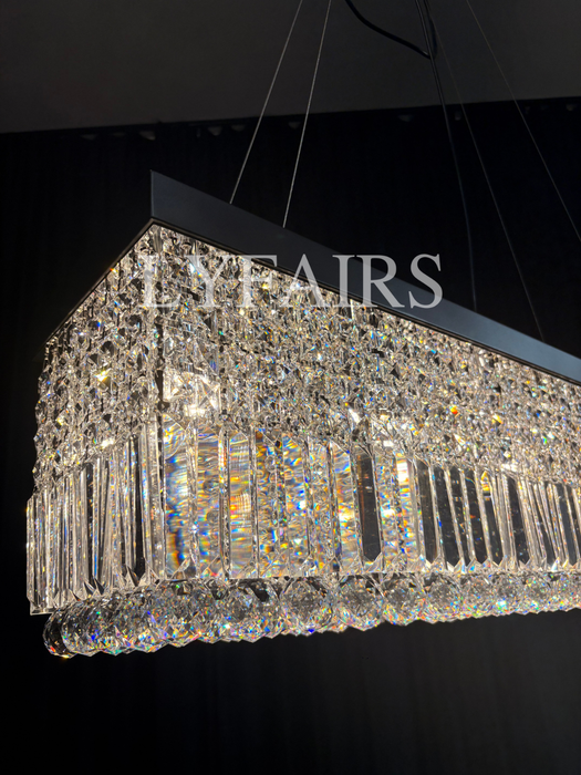 Modern Crystal Light Fixtures Rectangle Chandelier For Kitchen Island/Dining Room