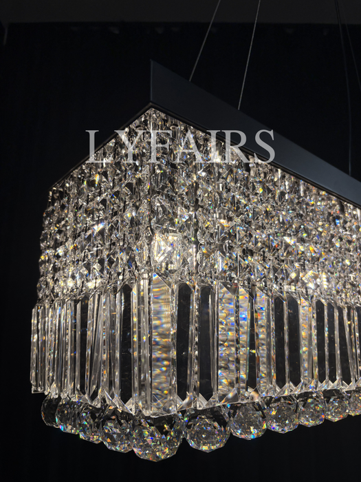 Modern Crystal Light Fixtures Rectangle Chandelier For Kitchen Island/Dining Room