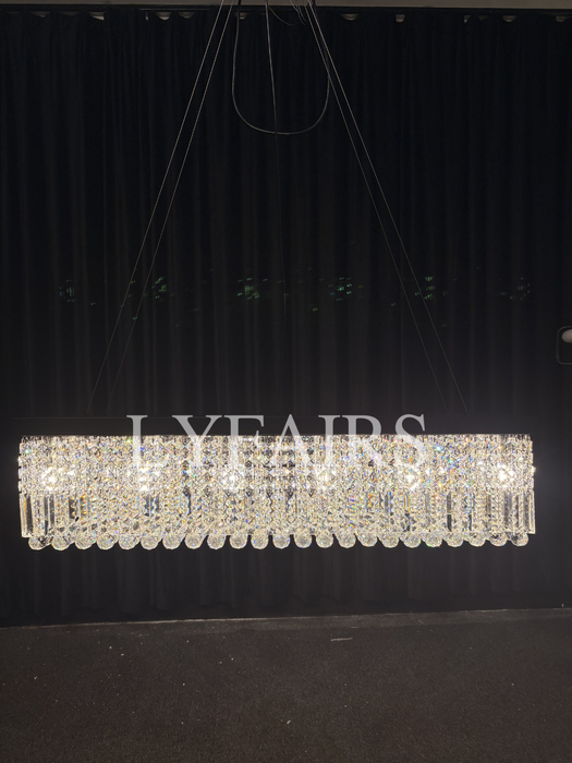 Modern Crystal Light Fixtures Rectangle Chandelier For Kitchen Island/Dining Room