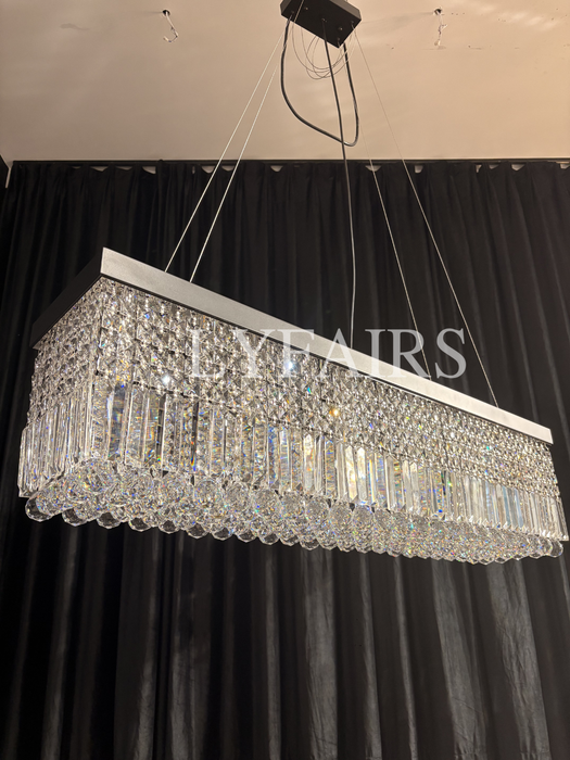 Modern Crystal Light Fixtures Rectangle Chandelier For Kitchen Island/Dining Room