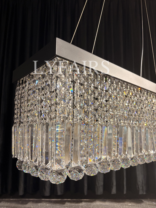 Modern Crystal Light Fixtures Rectangle Chandelier For Kitchen Island/Dining Room