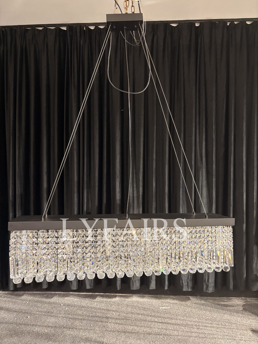 Modern Crystal Light Fixtures Rectangle Chandelier For Kitchen Island/Dining Room