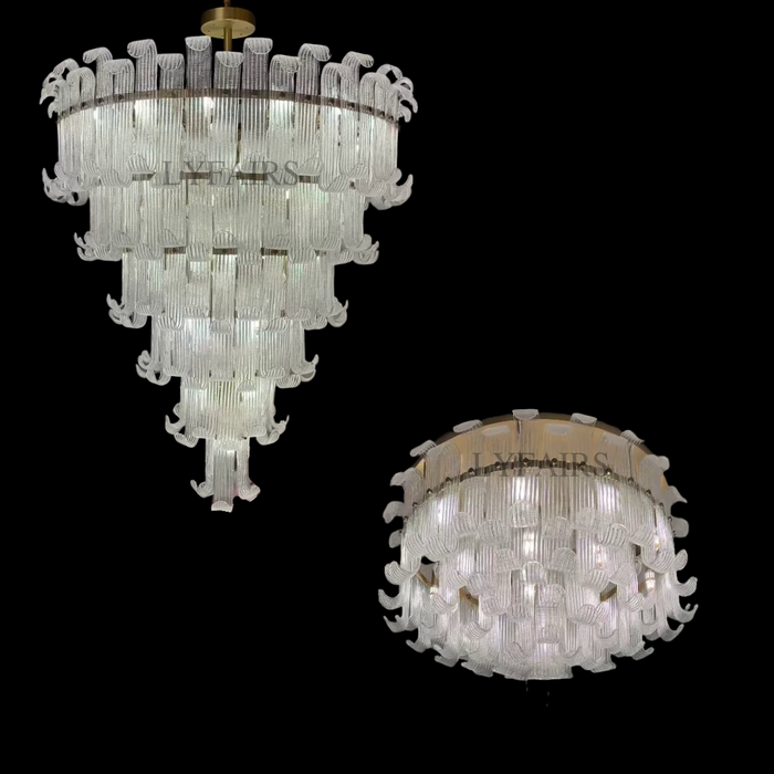 Modern Curved Striped Glass Chandelier