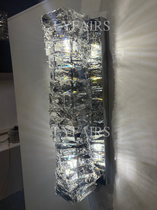 Lámpara de pared de noche colgante de diamante con barra de luz de pared de cristal moderna para decoración de dormitorio