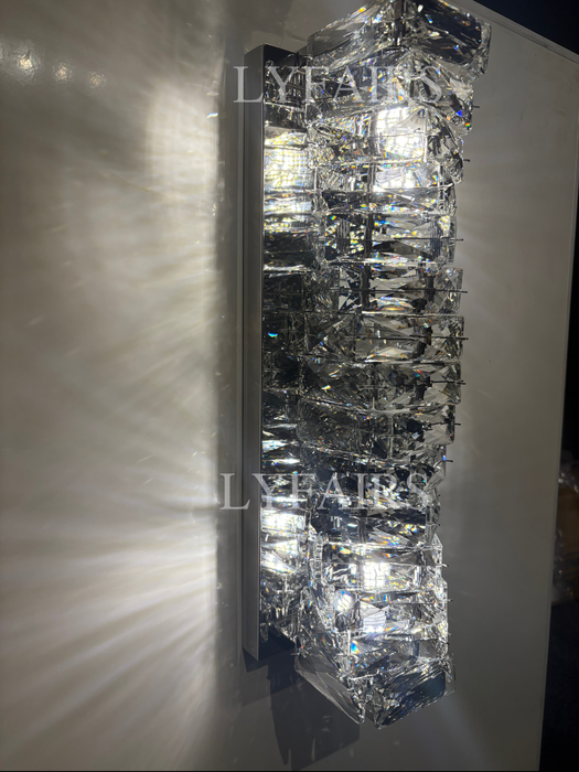 Lámpara de pared de noche colgante de diamante con barra de luz de pared de cristal moderna para decoración de dormitorio