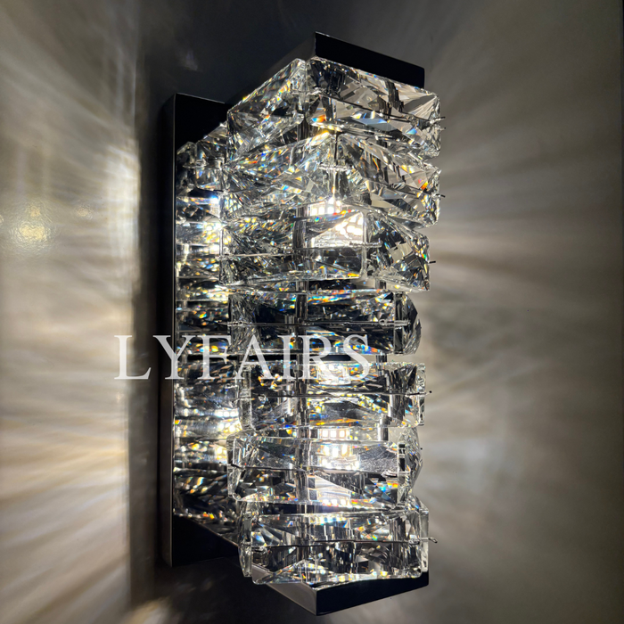 Lámpara de pared de noche colgante de diamante con barra de luz de pared de cristal moderna para decoración de dormitorio