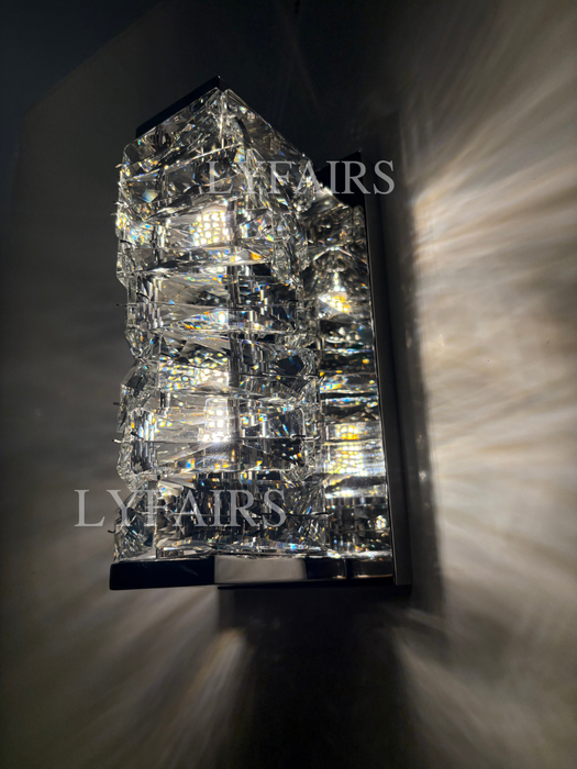 Lámpara de pared de noche colgante de diamante con barra de luz de pared de cristal moderna para decoración de dormitorio