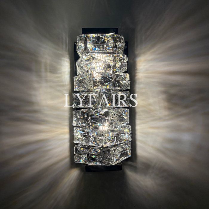 Lámpara de pared de noche colgante de diamante con barra de luz de pared de cristal moderna para decoración de dormitorio