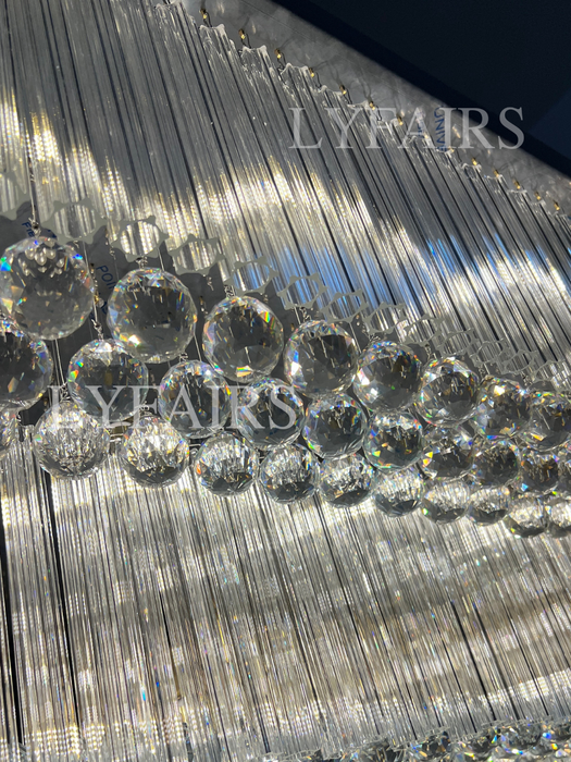 Moderna lámpara de araña de cristal de montaje empotrado con niveles adicionales de 2/3 para espacio adicional