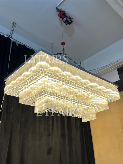 Moderna lámpara de araña de cristal de montaje empotrado con niveles adicionales de 2/3 para espacio adicional