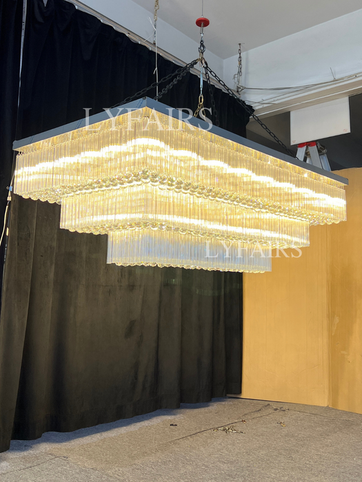 Moderna lámpara de araña de cristal de montaje empotrado con niveles adicionales de 2/3 para espacio adicional