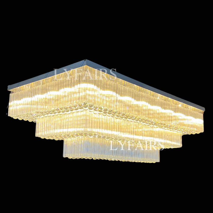 Moderna lámpara de araña de cristal de montaje empotrado con niveles adicionales de 2/3 para espacio adicional