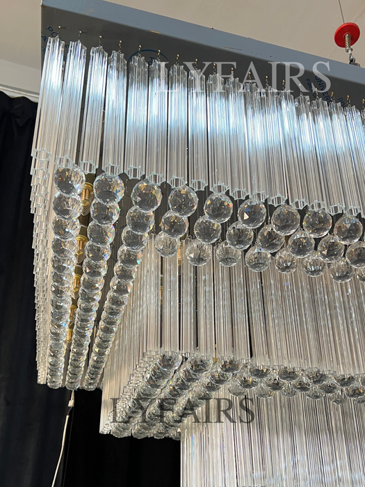 Moderna lámpara de araña de cristal de montaje empotrado con niveles adicionales de 2/3 para espacio adicional