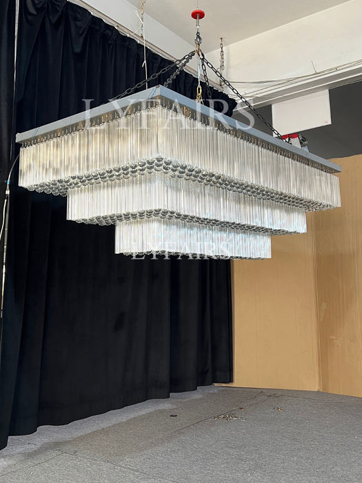 Moderna lámpara de araña de cristal de montaje empotrado con niveles adicionales de 2/3 para espacio adicional