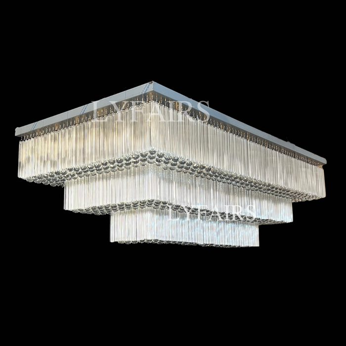 Moderna lámpara de araña de cristal de montaje empotrado con niveles adicionales de 2/3 para espacio adicional