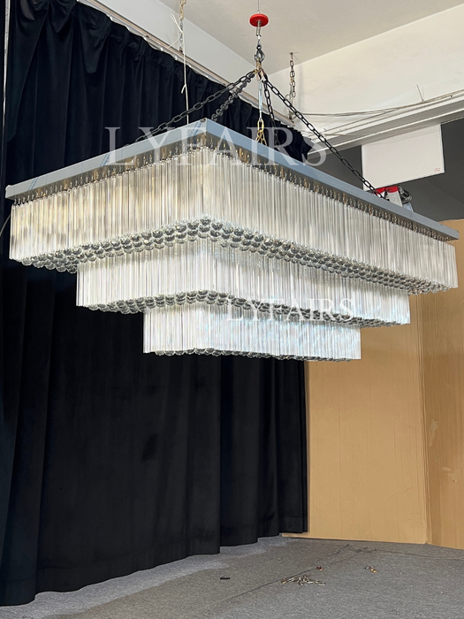 Moderna lámpara de araña de cristal de montaje empotrado con niveles adicionales de 2/3 para espacio adicional