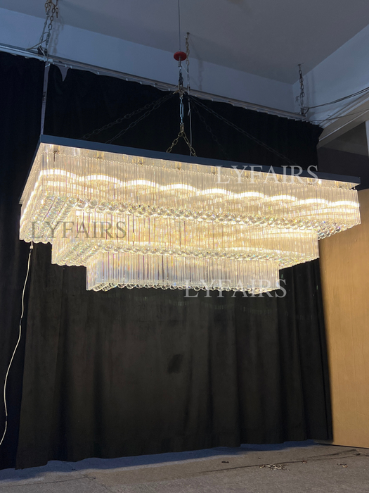 Moderna lámpara de araña de cristal de montaje empotrado con niveles adicionales de 2/3 para espacio adicional