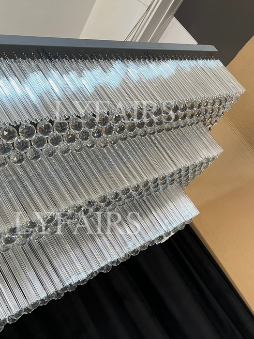 Moderna lámpara de araña de cristal de montaje empotrado con niveles adicionales de 2/3 para espacio adicional