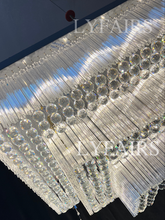 Moderna lámpara de araña de cristal de montaje empotrado con niveles adicionales de 2/3 para espacio adicional