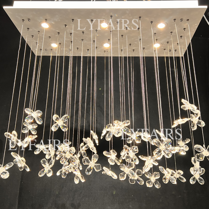 Modern Floating Crystal Flower Chandelier