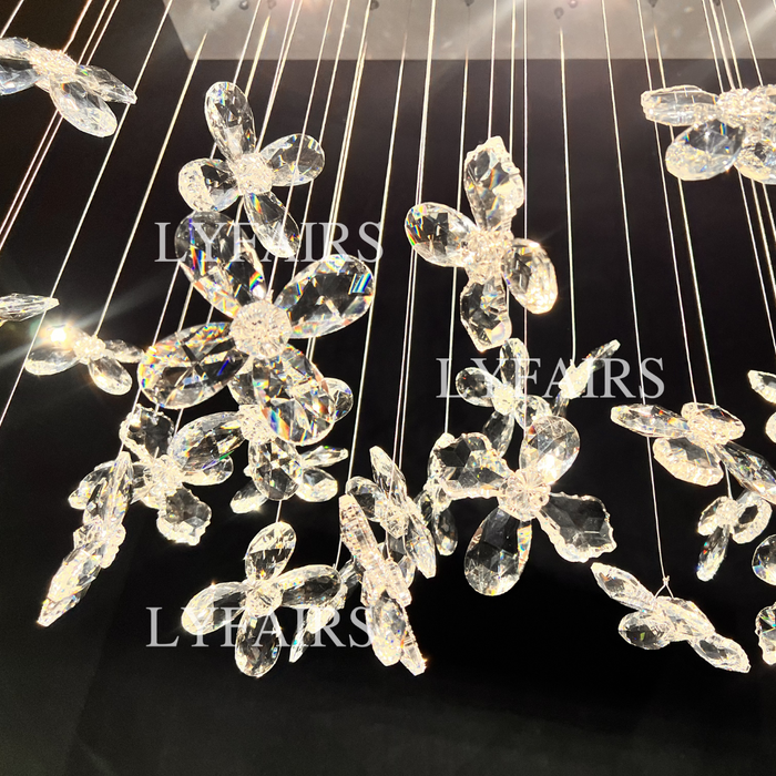 Modern Floating Crystal Flower Chandelier