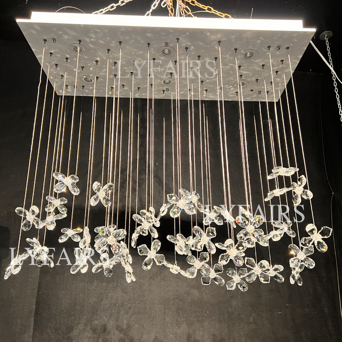 Modern Floating Crystal Flower Chandelier