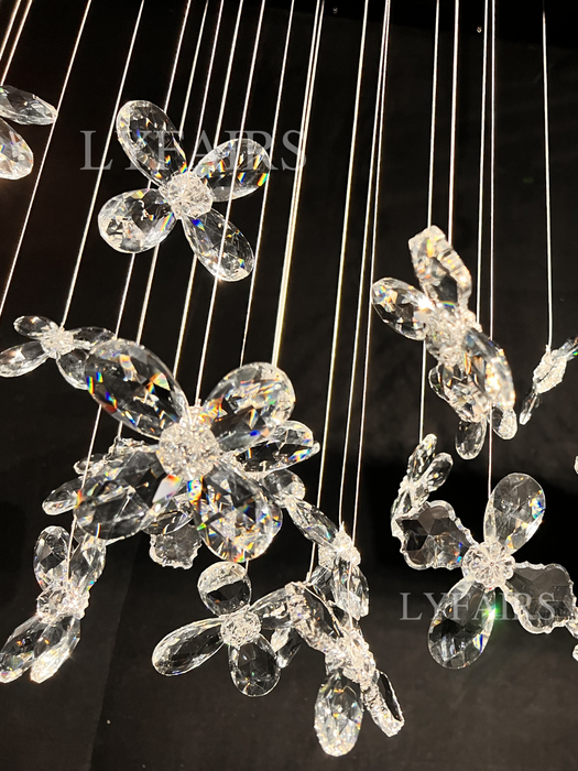 Modern Floating Crystal Flower Chandelier