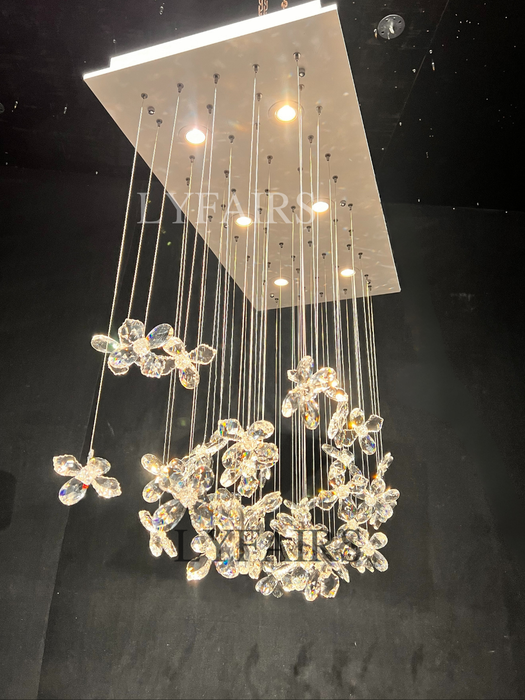 Modern Floating Crystal Flower Chandelier