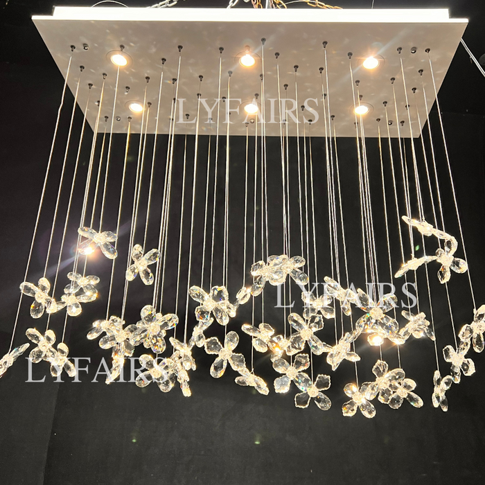 Modern Floating Crystal Flower Chandelier