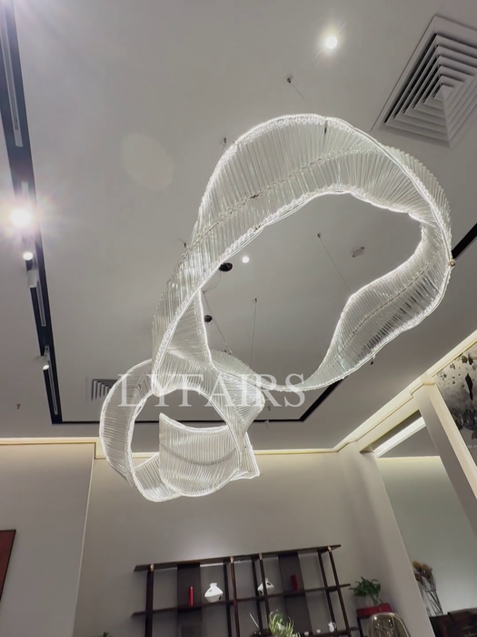 Modern Floating Infinity Ribbon Glass Chandelier for Mansion/Hotel/Restaurant