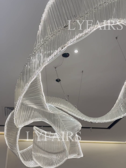 Modern Floating Infinity Ribbon Glass Chandelier for Mansion/Hotel/Restaurant