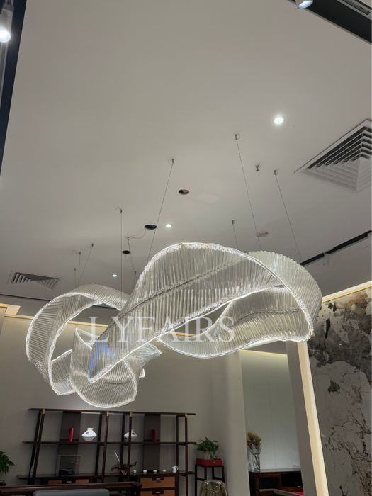 Modern Floating Infinity Ribbon Glass Chandelier for Mansion/Hotel/Restaurant