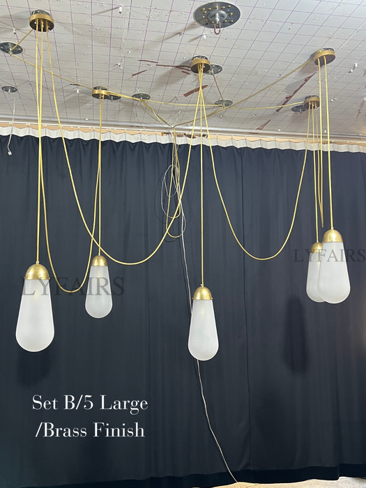 Modern Floating Pears-inspired Frosted Glass Pendant for High-ceiling