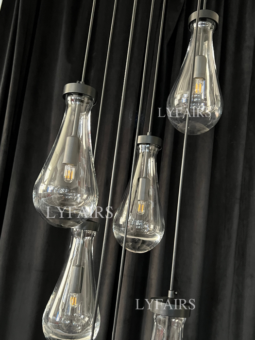 Modern Floating Raindrop Chandelier for Living Room/Staircase/Foyer