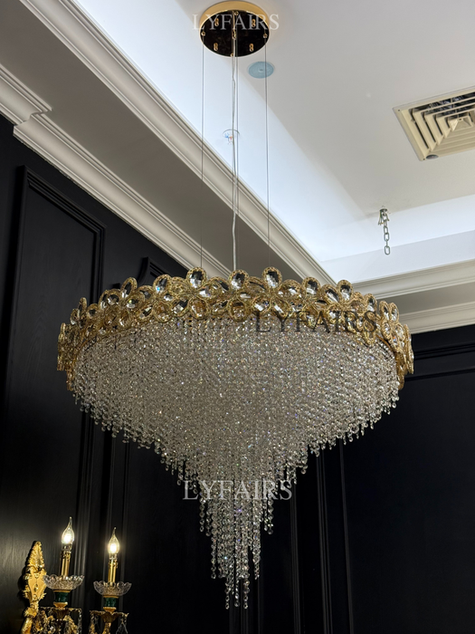 Modern Flower Crystal Tassel Chandelier for Living Room/Dining Room