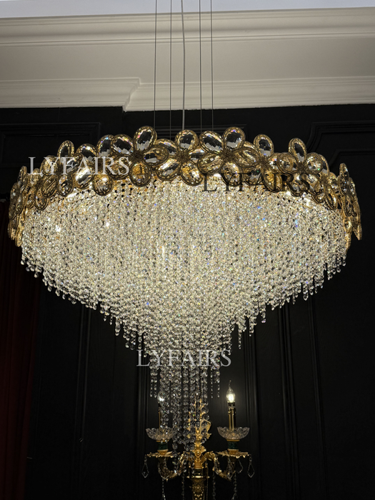 Modern Flower Crystal Tassel Chandelier for Living Room/Dining Room