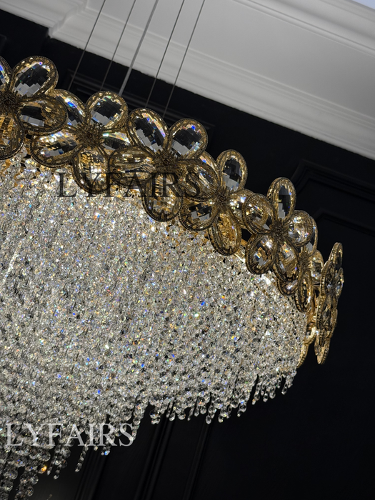 Modern Flower Crystal Tassel Chandelier for Living Room/Dining Room