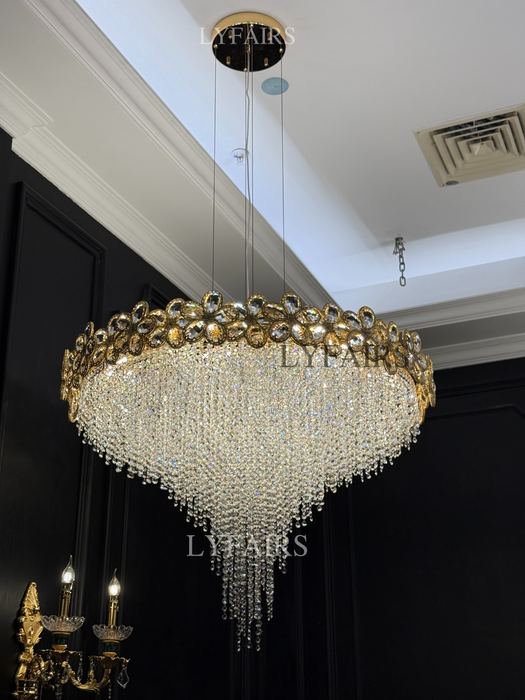 Modern Flower Crystal Tassel Chandelier for Living Room/Dining Room