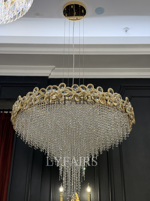 Modern Flower Crystal Tassel Chandelier for Living Room/Dining Room