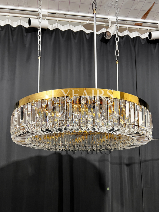 Modern Flush Mount Round Crystal Chandelier for Low-ceiling