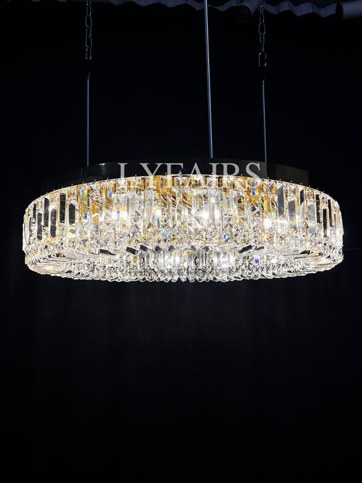 Modern Flush Mount Round Crystal Chandelier for Low-ceiling