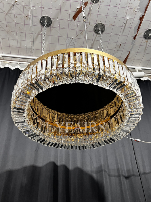 Modern Flush Mount Round Crystal Chandelier for Low-ceiling