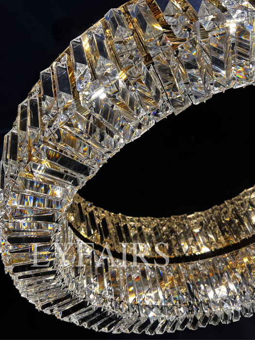 Modern Flush Mount Round Crystal Chandelier for Low-ceiling