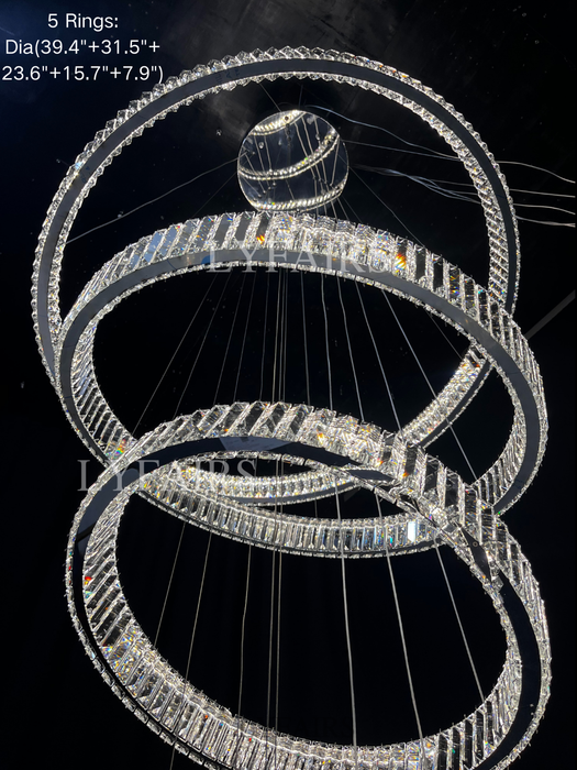 Modern Front Entryway Chandelier 3/4/5/6/7 Rings Crystal Gold/ Chrome Finish Ceiling Lamp