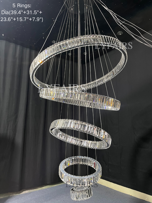 Modern Front Entryway Chandelier 3/4/5/6/7 Rings Crystal Gold/ Chrome Finish Ceiling Lamp