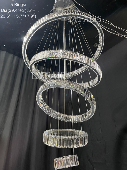 Modern Front Entryway Chandelier 3/4/5/6/7 Rings Crystal Gold/ Chrome Finish Ceiling Lamp