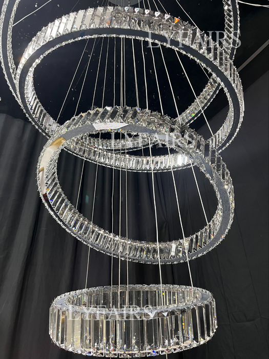 Modern Front Entryway Chandelier 3/4/5/6/7 Rings Crystal Gold/ Chrome Finish Ceiling Lamp