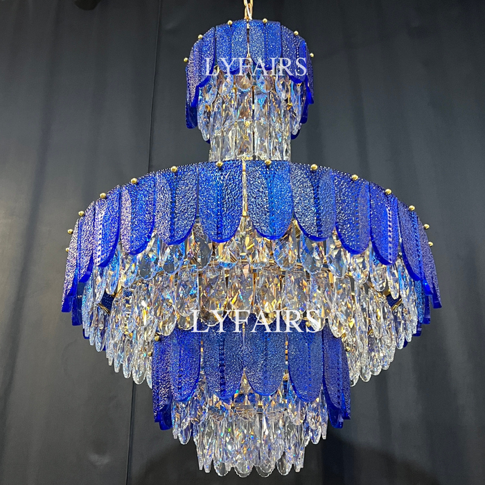 Modern Funnel Chandelier with Amber/Gray/Blue-edge for Low Ceiling