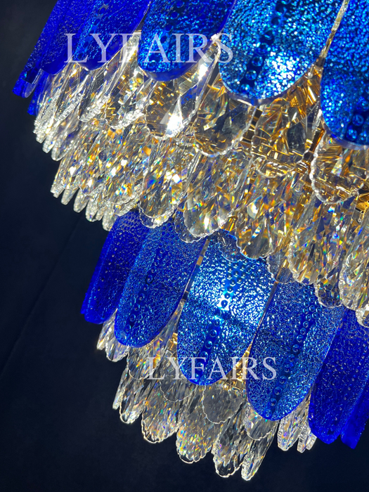 Modern Funnel Chandelier with Amber/Gray/Blue-edge for Low Ceiling